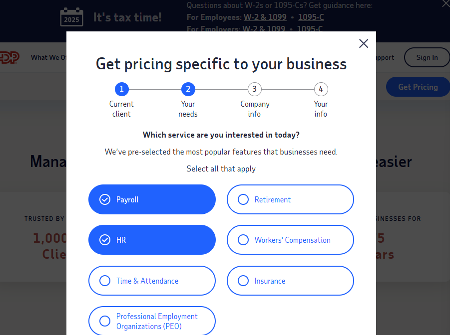 ADP pricing questions