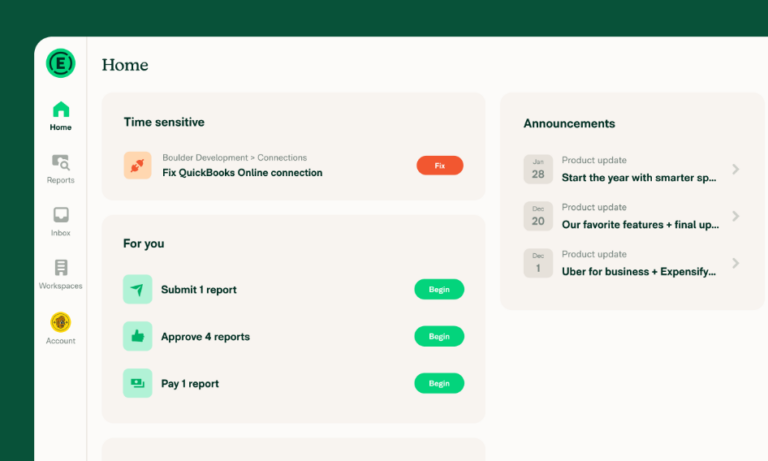 New Expensify Home Tab